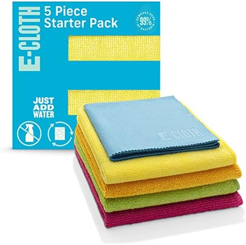 Стартов пакет на E-Cloth от 5 теми, комплект кърпички за почистване от микрофибър, Включва Домакински почистващи средства за баня, кухня и автомобили, Миещи се и многок?